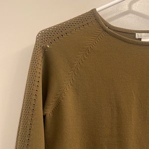 H&M Olive Green Long Sleeve Top with Knit detail on sleeve NWT size S